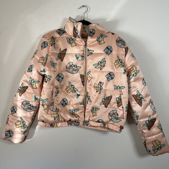Disney Women’s SMALL Star Wars Mandalorian Grogu Lightweight Puffer Jacket - Picture 1 of 5